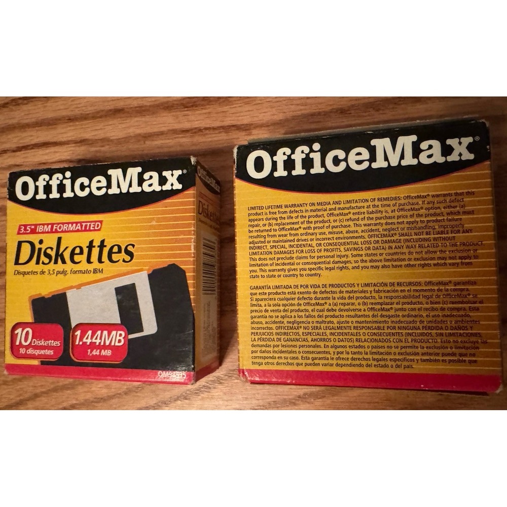 OfficeMax 3.5" Floppy Disks 1.44MB IBM Formatted 10 Pack Sealed Lot of 2